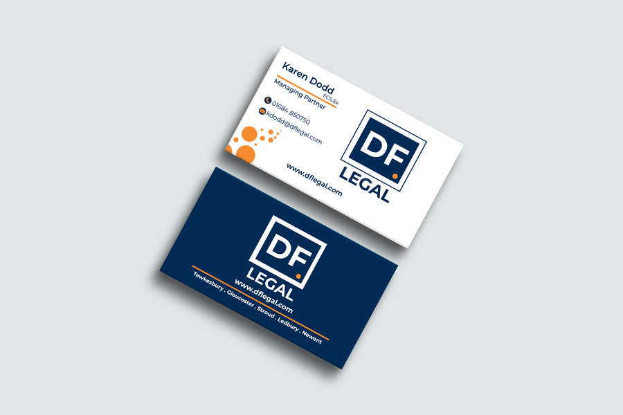 A set of business cards, designed and printed by Packwood Printers
